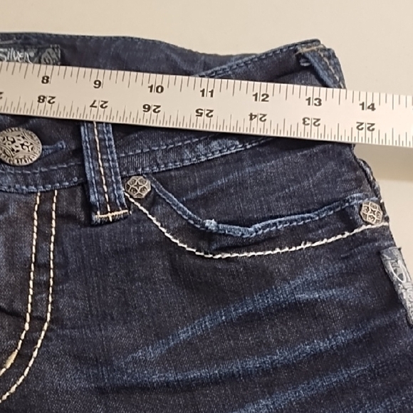 Silver Suki Stretch Denim Peddle Pusher Bermuda Denim Shorts - Picture 9 of 13